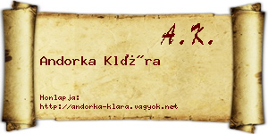 Andorka Klára névjegykártya