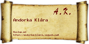 Andorka Klára névjegykártya