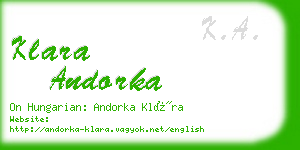 klara andorka business card